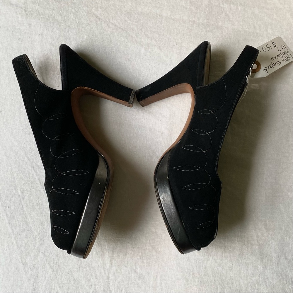 1940s black slingback platforms - Picture 3 of 5